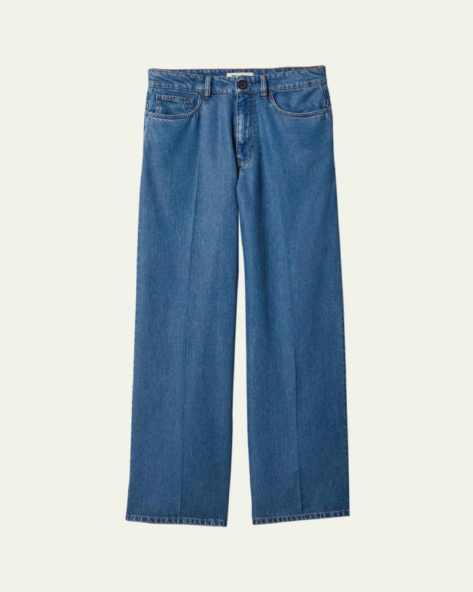 Logo Embroidered Straight Leg Denim Pants